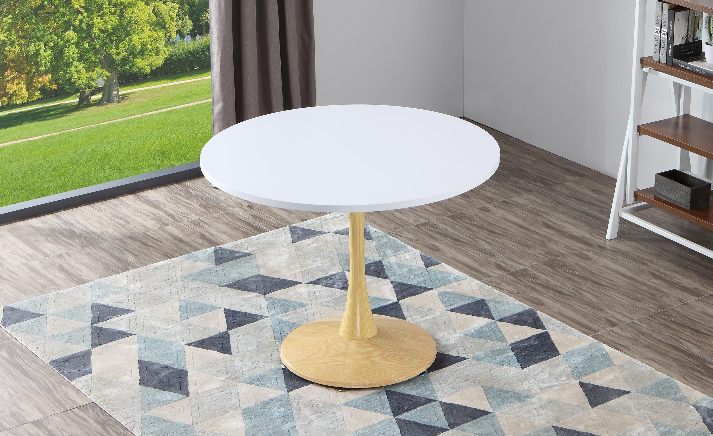 Table ronde Necy Chêne et Blanc 100 x 100 x 74 cm a19oakwhite