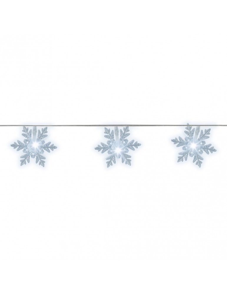 LED guirlande clignotante flocon de neige exterieur blanc froid 9,6