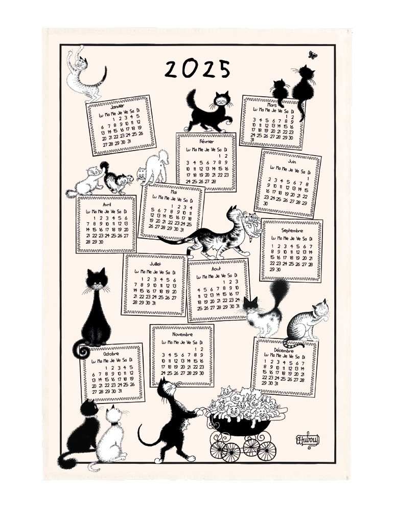 Torchon Dubout Calendrier 2025 Ecru 48 x 72 6223025000Winkler