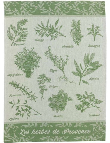 Torchon jacquard Herbes de provence Vert 50 x 70 2028025000Winkler