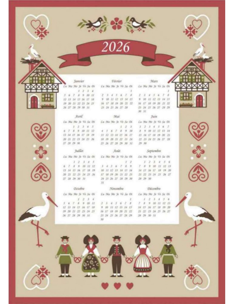 Torchon Calendrier 2026 Hisla Blanc 50 x 70 6383026000Winkler