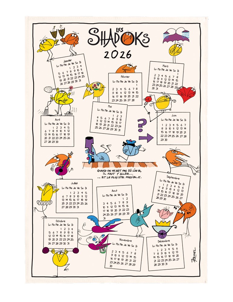 Torchon Shadoks Calendrier 2026 Ecru 48 x 72 2031026000Winkler