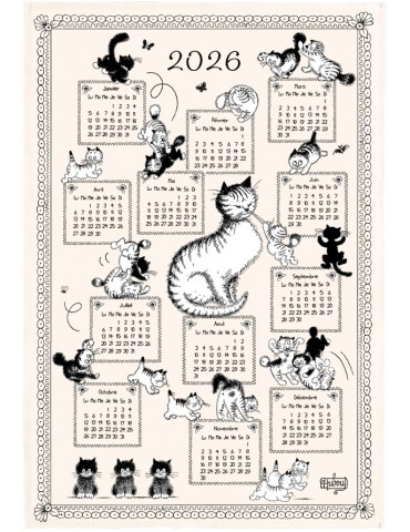 Torchon Dubout Calendrier chatons 2026 Ecru 48 x 72 6220026000Winkler