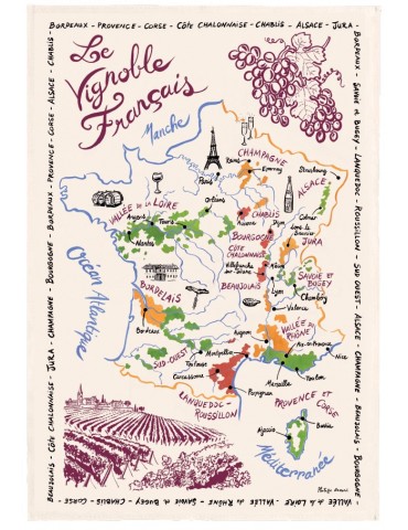 Torchon La Carte Des Vins de France Brun 72 X 48 9008015000Winkler