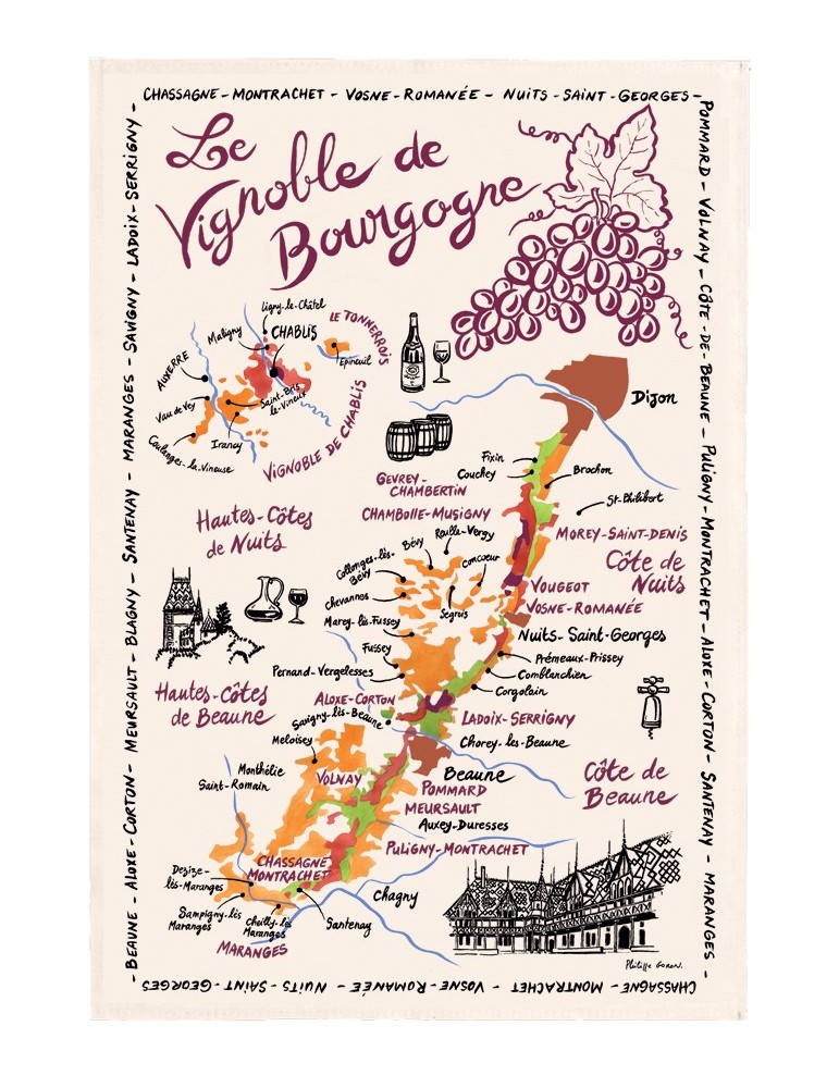 Torchon La Carte Des Bourgognes Ecru 48 X 72 9009015000Winkler