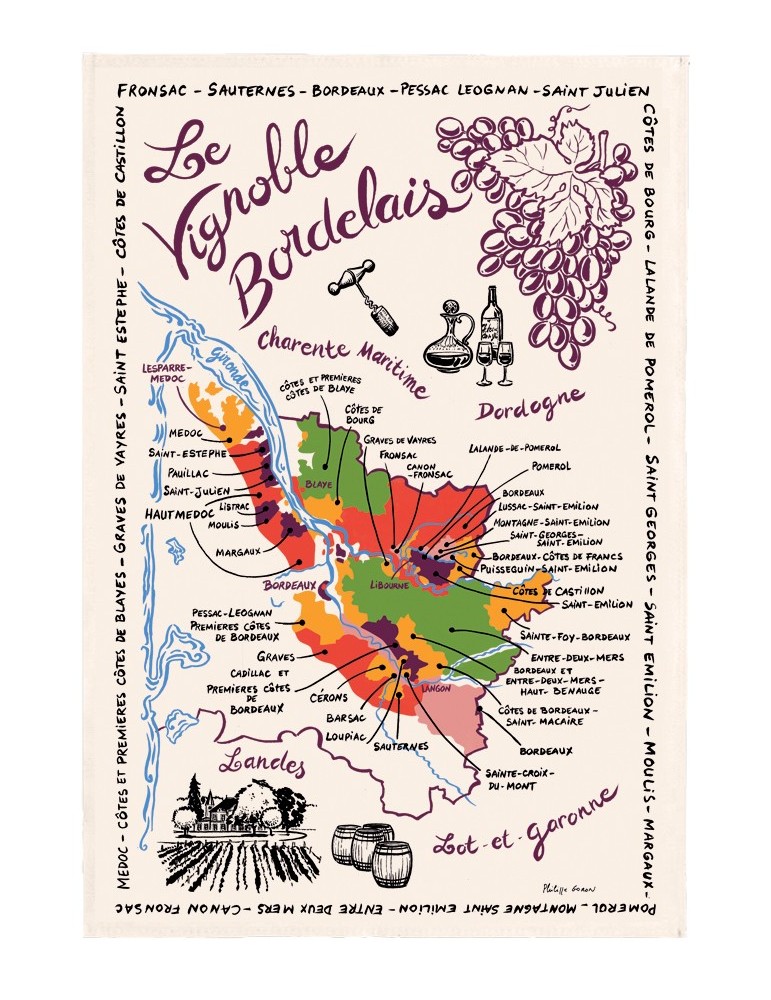 Torchon La Carte Des Bordeaux Ecru 48 X 72 9011015000Winkler